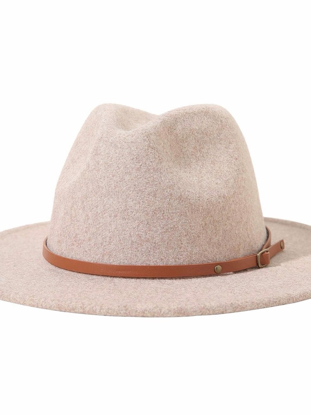 Womens Felt Wide-Brim Fedora Hat - Light Taupe